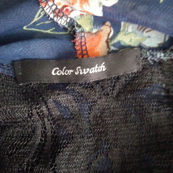 Color Swatch Medium Sheer Floral And Black Lace Vest - Picture 10 of 11